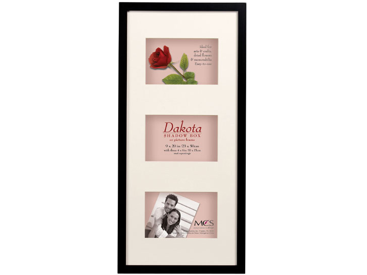 MCS 9x20 Dakota Shadow Box Frame with Three 4x6 Openings - Black