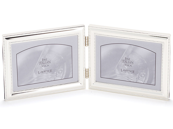 Lawrence 7x5 Beaded Silver Plated Double Picture Frame Horizontal