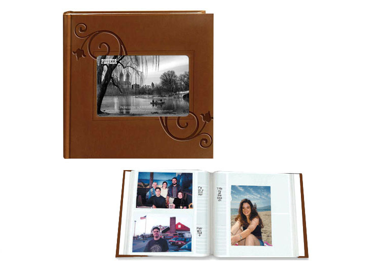 Pioneer Embossed Floral Frame Leatherette 4x6 Photo Album - Black