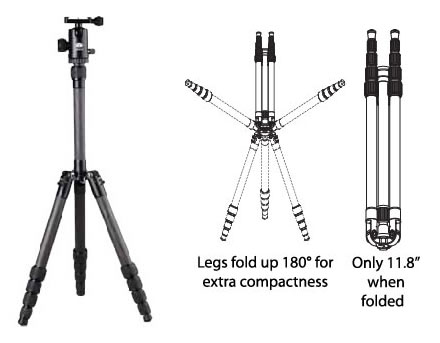 Sirui T-025 Carbon Fiber Ultra Compact Tripod Kit