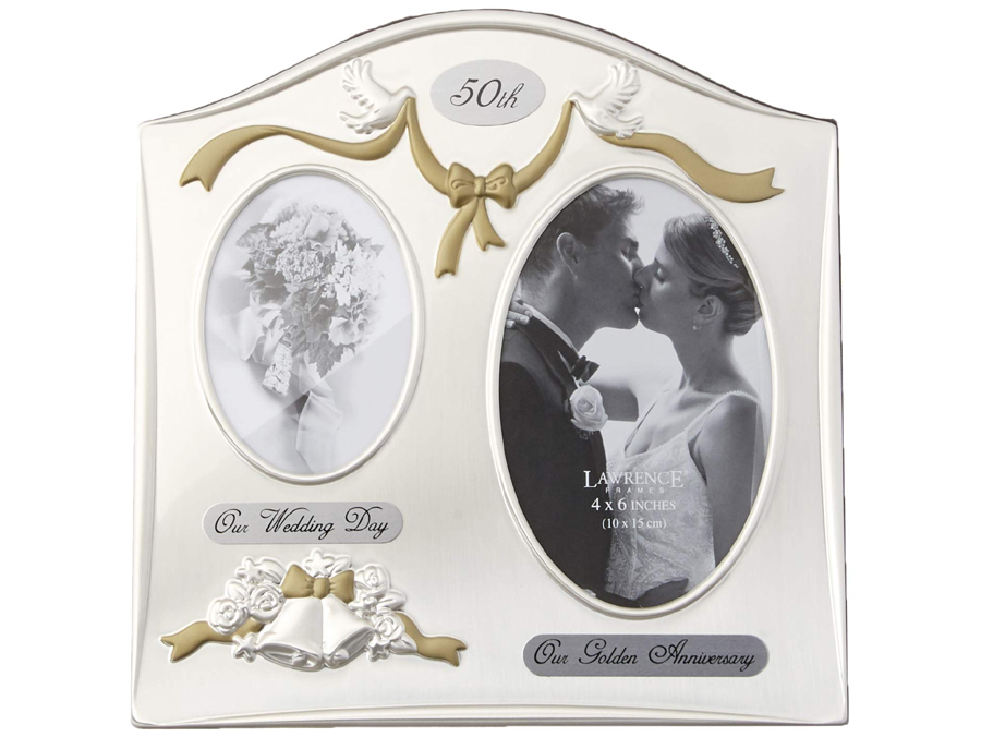 Lawrence Satin Silver & Gold 50th Anniversary Frame