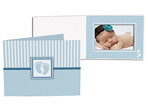 Blue Baby Footprint 5x7 Horizontal Photo Folders (25 Pack)