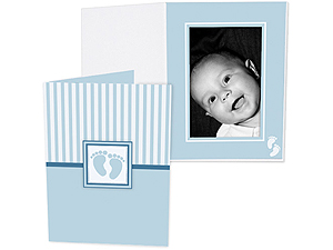 Blue Baby Footprint 5x7 Vertical Folders (25 Pack)