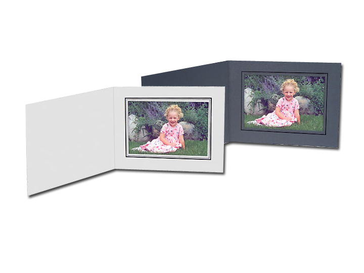 Cardboard Photo Folders Black w/Gold Foil 8x6 Horizontal (25 Pack)